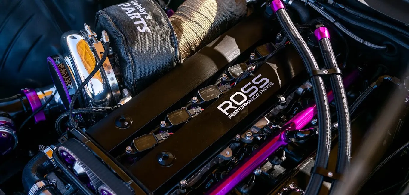 Ross Performance Parts branded engine components installed in a high-performance engine bay